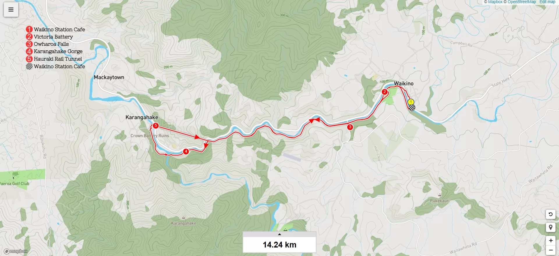 Trail Map of Karangahake Gorge