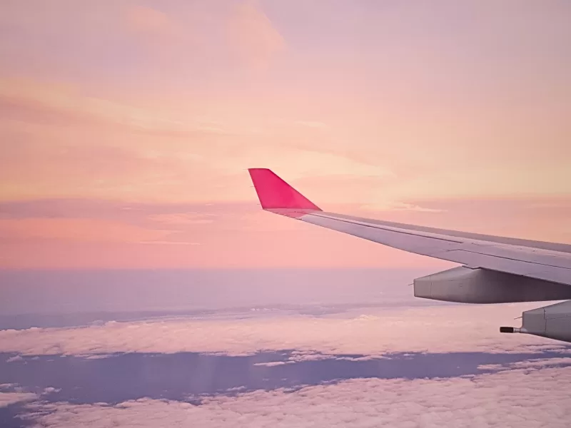 View above the clouds in a plane