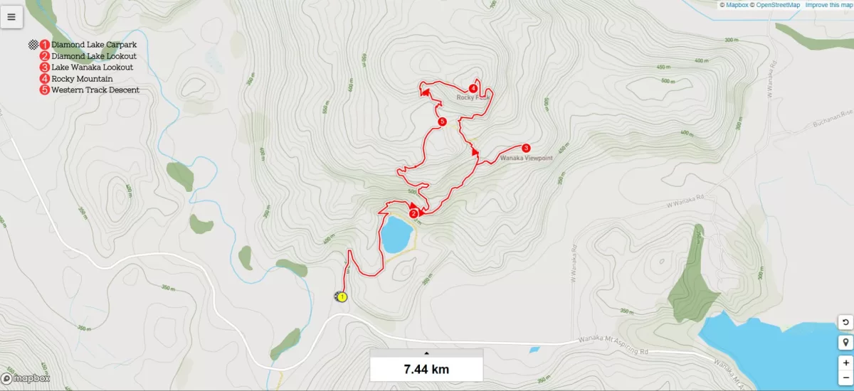 Half Day Hike - Diamond Lake and Rocky Mountain - Trail Map