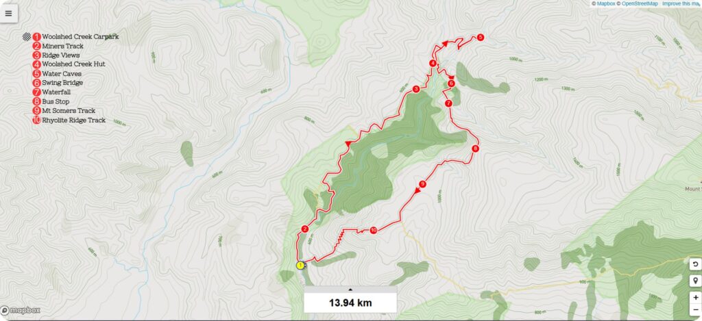 Woolshed Creek Hut - Trail Map