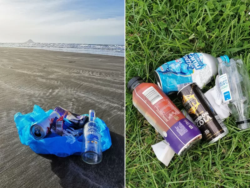 2 Photos of rubbish we have picked up while going for walks