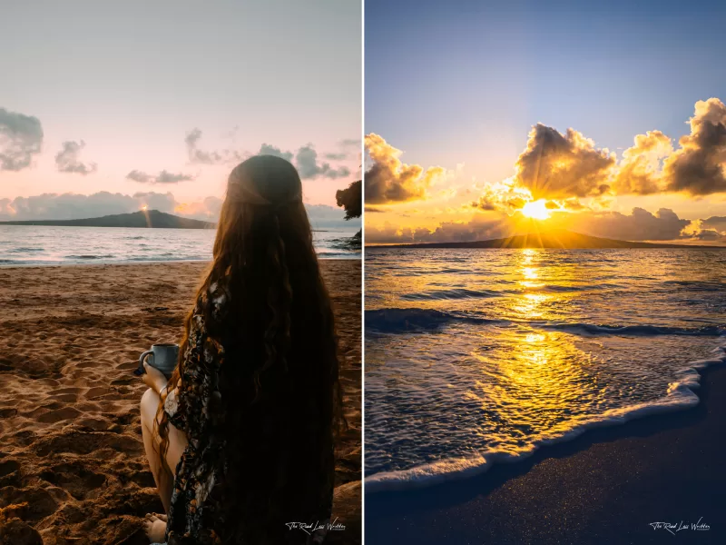 Tiff watching the sunrise at Takapuna Beach & Takapuna Beach. The best of the Auckland Beaches to watch a sunrise