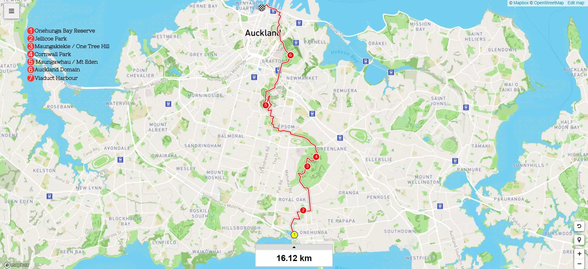 Auckland Coast to Coast Trail Map